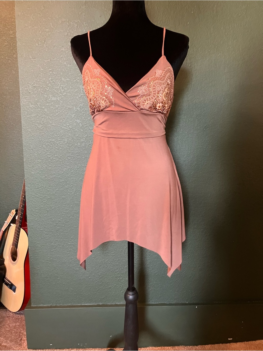 Wet seal vintage fairy top embellished paper tag brown tie back
